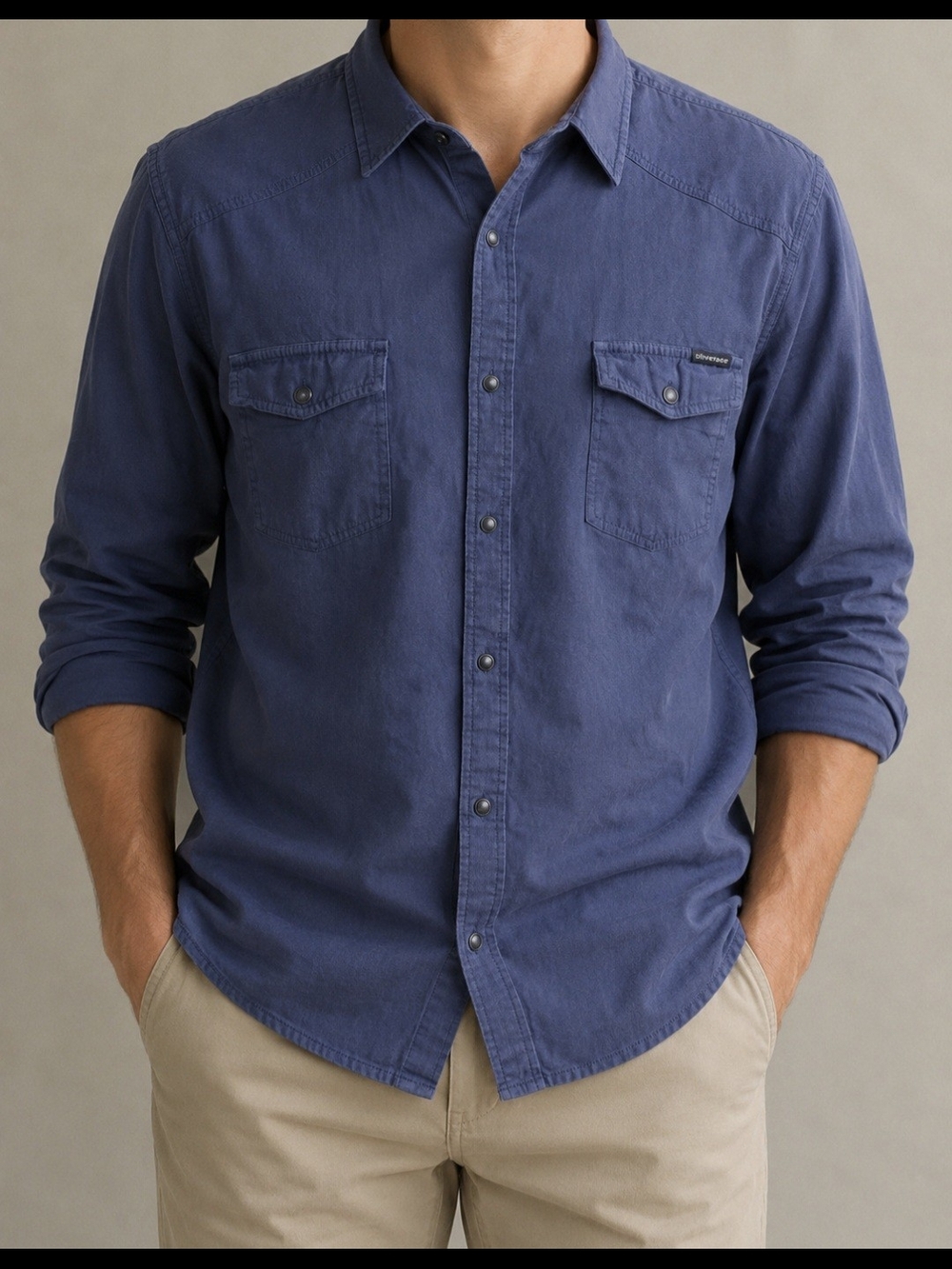 Lucky Brand Men's XL Long Sleeve Shirt Button Down Indigo Washed And Worn